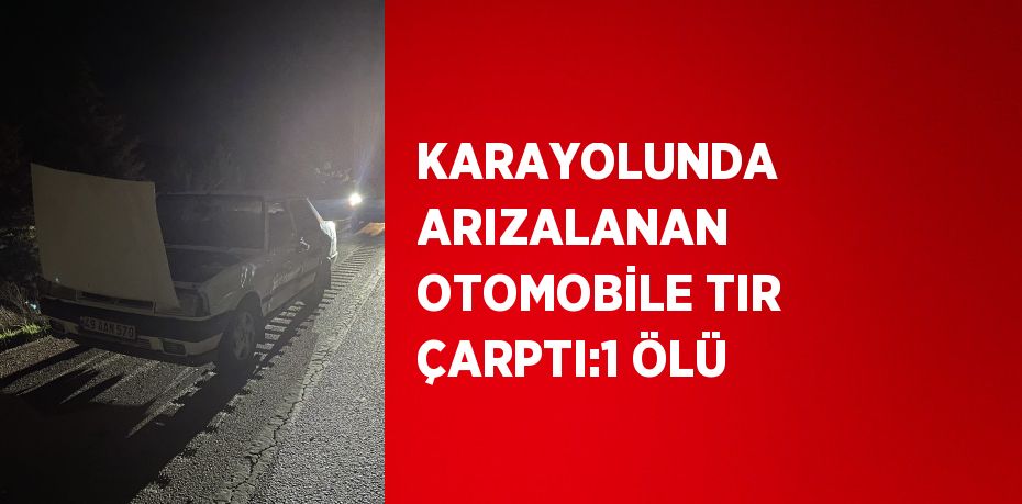 KARAYOLUNDA ARIZALANAN OTOMOBİLE TIR ÇARPTI:1 ÖLÜ