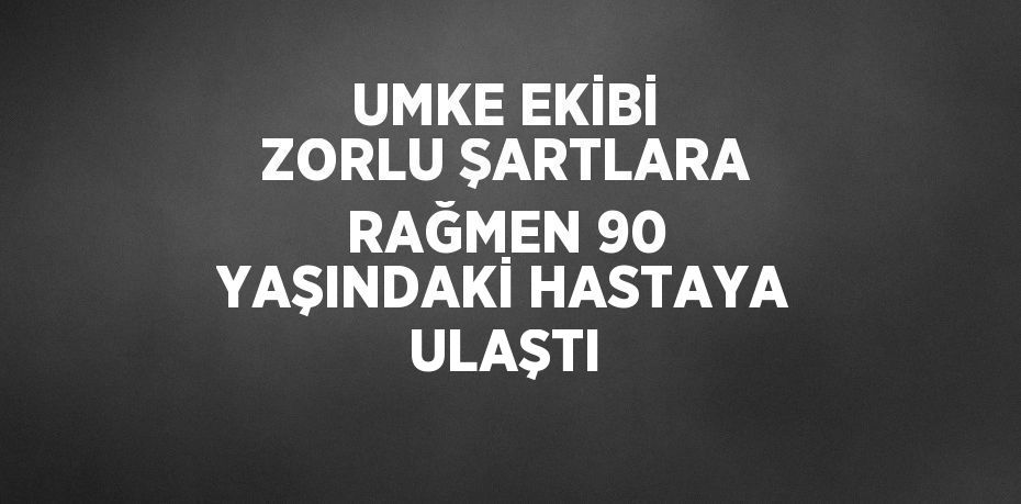 UMKE EKİBİ ZORLU ŞARTLARA RAĞMEN 90 YAŞINDAKİ HASTAYA ULAŞTI