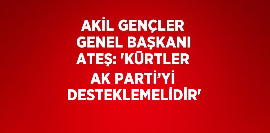 AKİL GENÇLER GENEL BAŞKANI ATEŞ: 'KÜRTLER AK PARTİ’Yİ DESTEKLEMELİDİR'