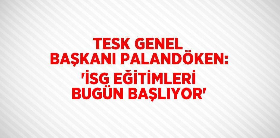 TESK GENEL BAŞKANI PALANDÖKEN: 'İSG EĞİTİMLERİ BUGÜN BAŞLIYOR'