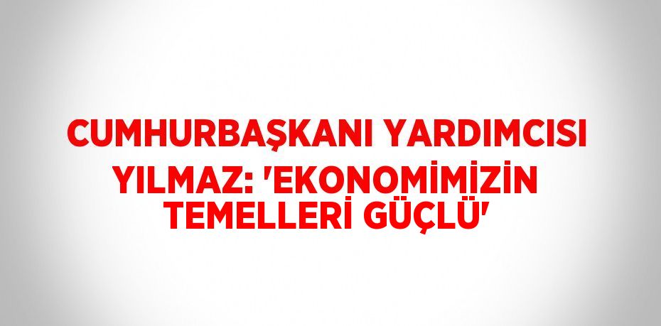 CUMHURBAŞKANI YARDIMCISI YILMAZ: 'EKONOMİMİZİN TEMELLERİ GÜÇLÜ'