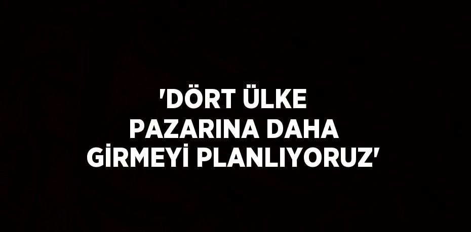 'DÖRT ÜLKE PAZARINA DAHA GİRMEYİ PLANLIYORUZ'