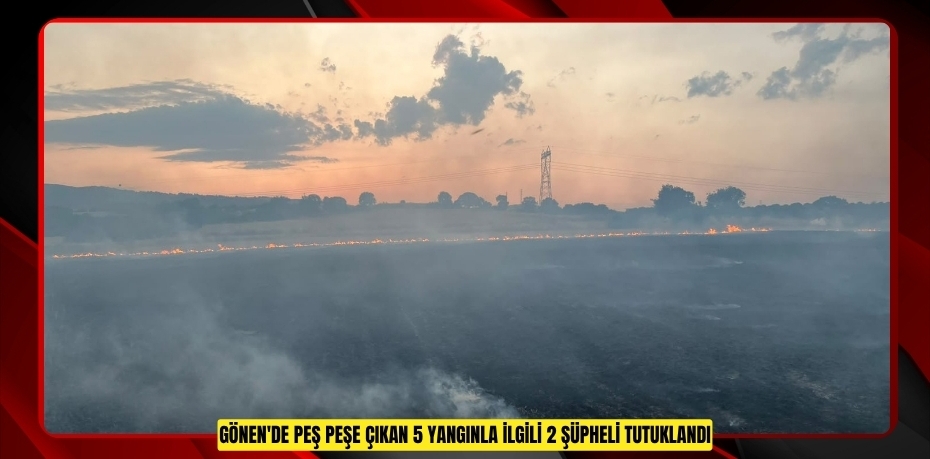 Gönen'de peş peşe çıkan 5 yangınla ilgili 2 şüpheli tutuklandı
