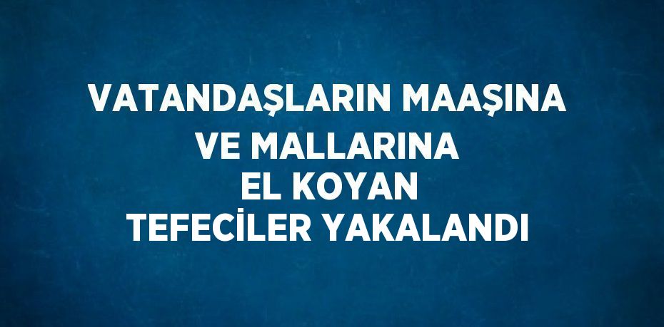 VATANDAŞLARIN MAAŞINA VE MALLARINA EL KOYAN TEFECİLER YAKALANDI