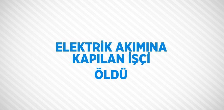 ELEKTRİK AKIMINA KAPILAN İŞÇİ ÖLDÜ