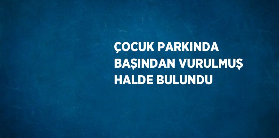 ÇOCUK PARKINDA BAŞINDAN VURULMUŞ HALDE BULUNDU