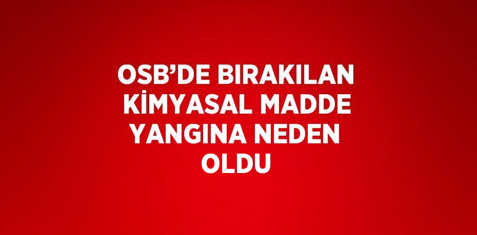 OSB’DE BIRAKILAN KİMYASAL MADDE YANGINA NEDEN OLDU