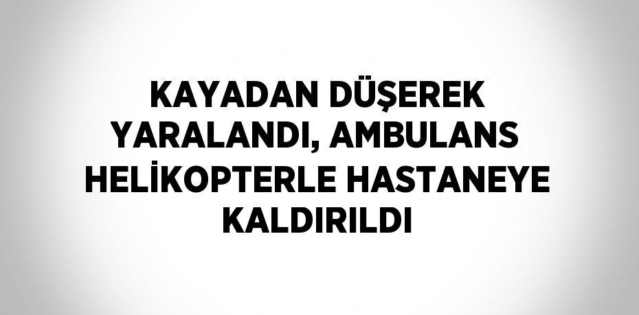 KAYADAN DÜŞEREK YARALANDI, AMBULANS HELİKOPTERLE HASTANEYE KALDIRILDI