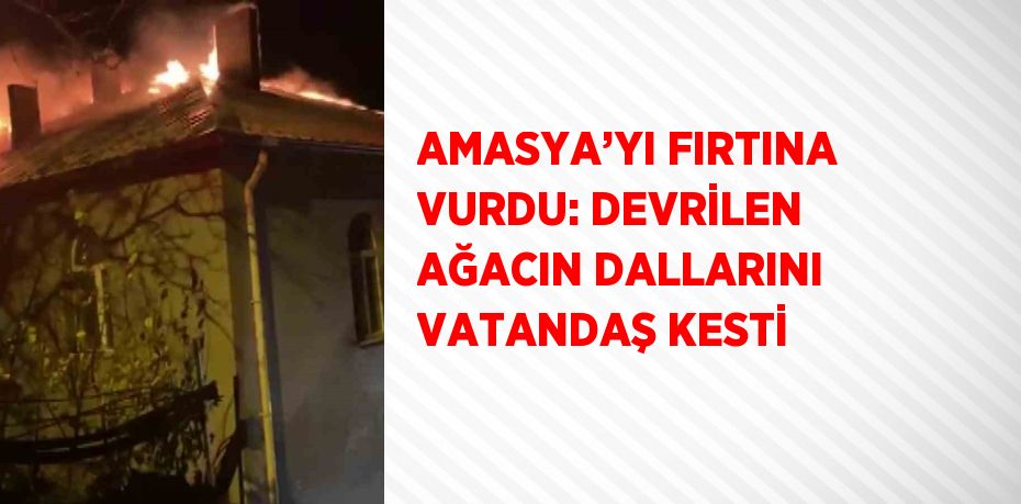 AMASYA’YI FIRTINA VURDU: DEVRİLEN AĞACIN DALLARINI VATANDAŞ KESTİ