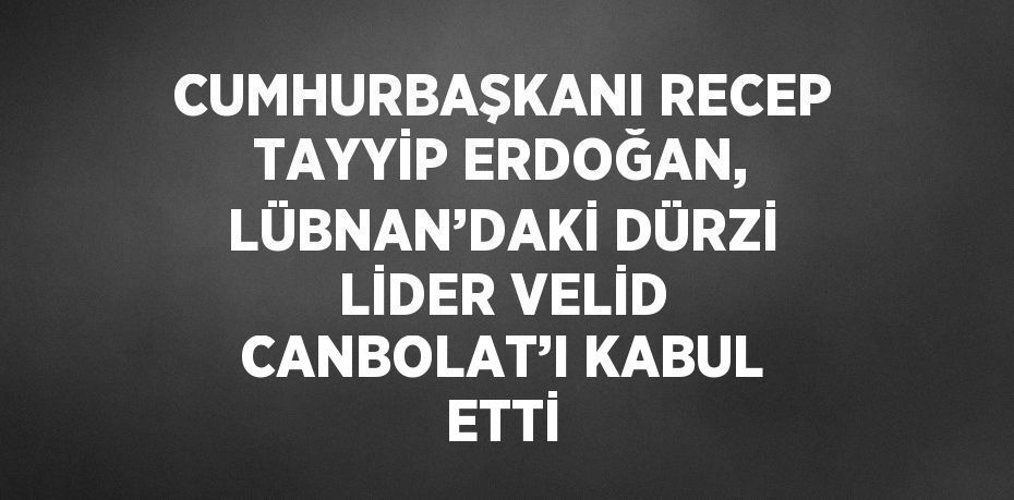 CUMHURBAŞKANI RECEP TAYYİP ERDOĞAN, LÜBNAN’DAKİ DÜRZİ LİDER VELİD CANBOLAT’I KABUL ETTİ