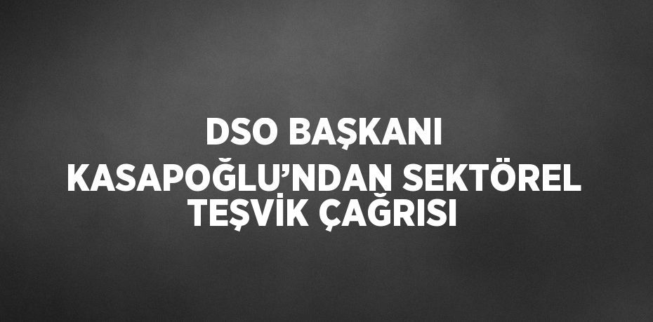 DSO BAŞKANI KASAPOĞLU’NDAN SEKTÖREL TEŞVİK ÇAĞRISI