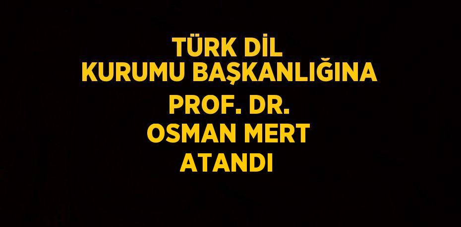 TÜRK DİL KURUMU BAŞKANLIĞINA PROF. DR. OSMAN MERT ATANDI