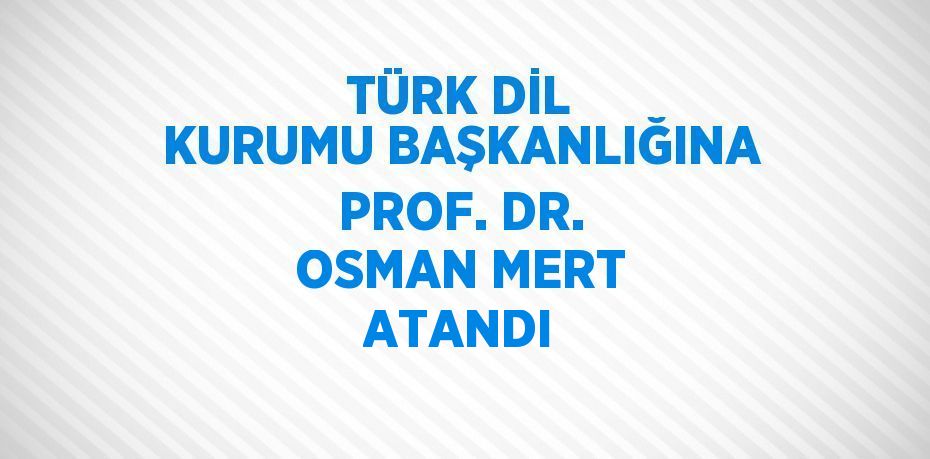 TÜRK DİL KURUMU BAŞKANLIĞINA PROF. DR. OSMAN MERT ATANDI