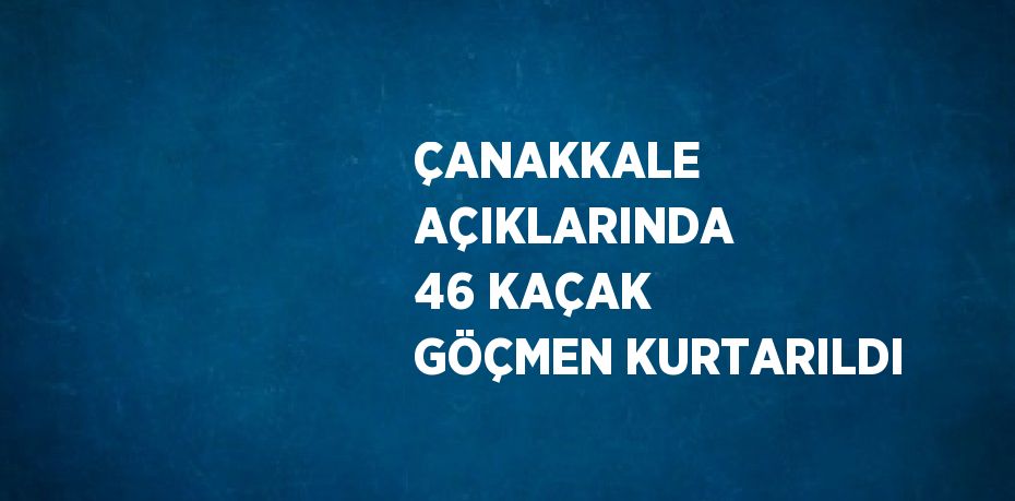 ÇANAKKALE AÇIKLARINDA 46 KAÇAK GÖÇMEN KURTARILDI