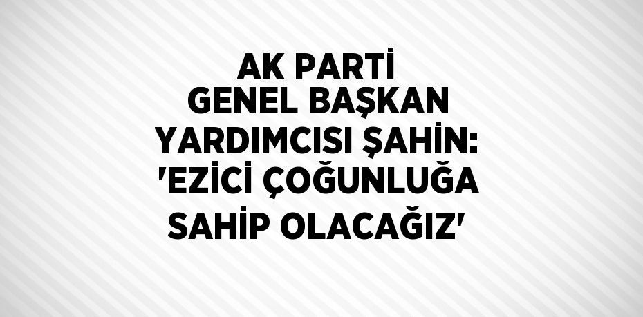 AK PARTİ GENEL BAŞKAN YARDIMCISI ŞAHİN: 'EZİCİ ÇOĞUNLUĞA SAHİP OLACAĞIZ'