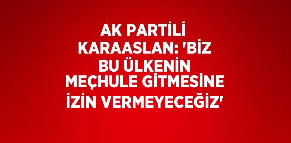 AK PARTİLİ KARAASLAN: 'BİZ BU ÜLKENİN MEÇHULE GİTMESİNE İZİN VERMEYECEĞİZ'