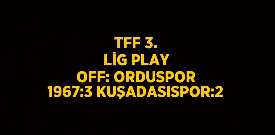 TFF 3. LİG PLAY OFF: ORDUSPOR 1967:3 KUŞADASISPOR:2