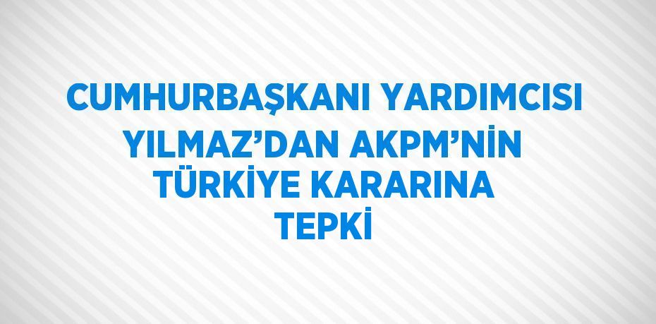 CUMHURBAŞKANI YARDIMCISI YILMAZ’DAN AKPM’NİN TÜRKİYE KARARINA TEPKİ