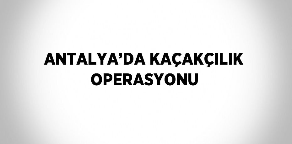 ANTALYA’DA KAÇAKÇILIK OPERASYONU