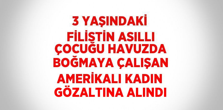 3 YAŞINDAKİ FİLİSTİN ASILLI ÇOCUĞU HAVUZDA BOĞMAYA ÇALIŞAN AMERİKALI KADIN GÖZALTINA ALINDI