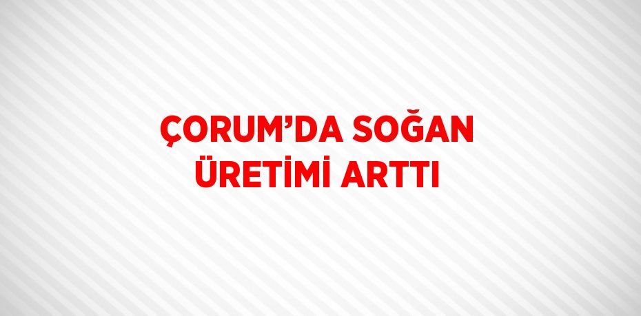 ÇORUM’DA SOĞAN ÜRETİMİ ARTTI