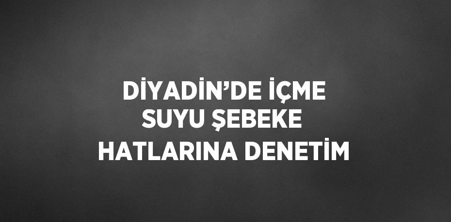 DİYADİN’DE İÇME SUYU ŞEBEKE HATLARINA DENETİM