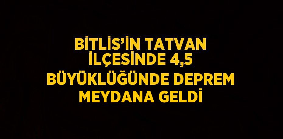 BİTLİS’İN TATVAN İLÇESİNDE 4,5 BÜYÜKLÜĞÜNDE DEPREM MEYDANA GELDİ