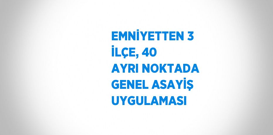 EMNİYETTEN 3 İLÇE, 40 AYRI NOKTADA GENEL ASAYİŞ UYGULAMASI