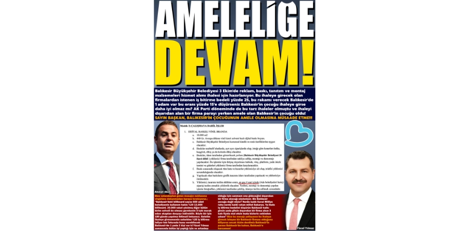 AMELELİĞE DEVAM!