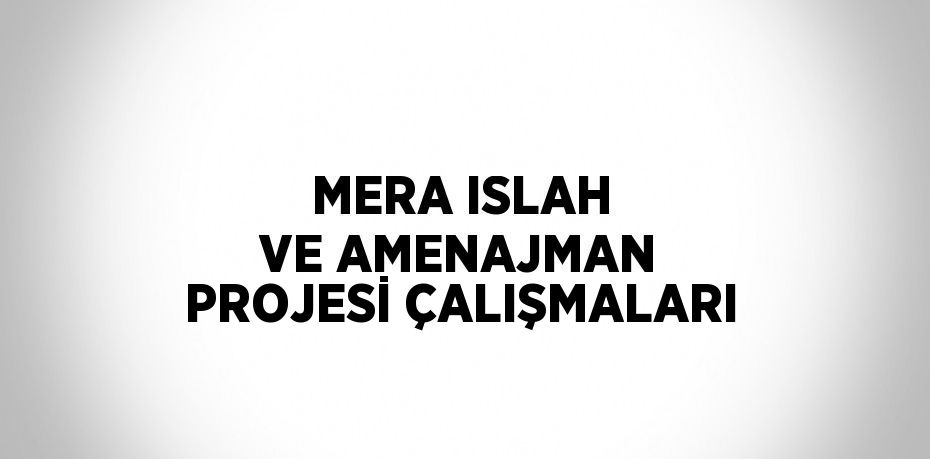 MERA ISLAH VE AMENAJMAN PROJESİ ÇALIŞMALARI