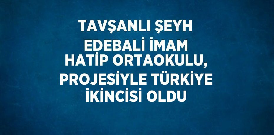 TAVŞANLI ŞEYH EDEBALİ İMAM HATİP ORTAOKULU, PROJESİYLE TÜRKİYE İKİNCİSİ OLDU