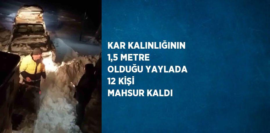 KAR KALINLIĞININ 1,5 METRE OLDUĞU YAYLADA 12 KİŞİ MAHSUR KALDI