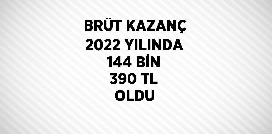 BRÜT KAZANÇ 2022 YILINDA 144 BİN 390 TL OLDU