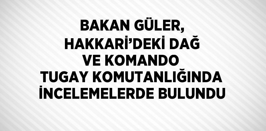 BAKAN GÜLER, HAKKARİ’DEKİ DAĞ VE KOMANDO TUGAY KOMUTANLIĞINDA İNCELEMELERDE BULUNDU