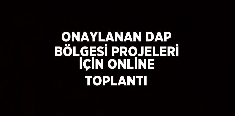 ONAYLANAN DAP BÖLGESİ PROJELERİ İÇİN ONLİNE TOPLANTI