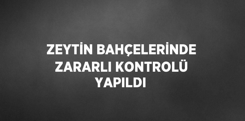 ZEYTİN BAHÇELERİNDE ZARARLI KONTROLÜ YAPILDI