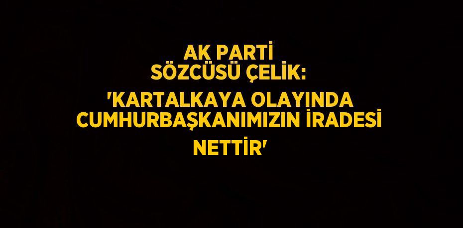 AK PARTİ SÖZCÜSÜ ÇELİK: 'KARTALKAYA OLAYINDA CUMHURBAŞKANIMIZIN İRADESİ NETTİR'