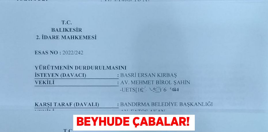 BEYHUDE ÇABALAR!