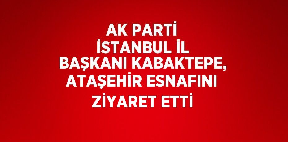 AK PARTİ İSTANBUL İL BAŞKANI KABAKTEPE, ATAŞEHİR ESNAFINI ZİYARET ETTİ