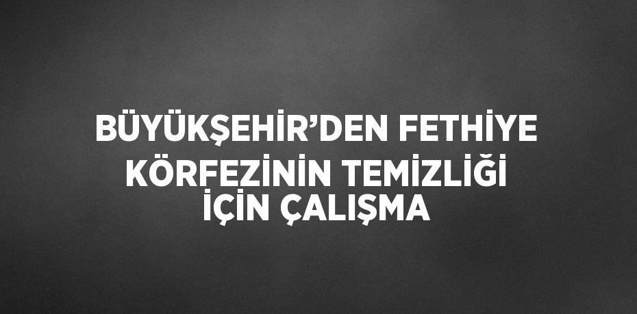 BÜYÜKŞEHİR’DEN FETHİYE KÖRFEZİNİN TEMİZLİĞİ İÇİN ÇALIŞMA