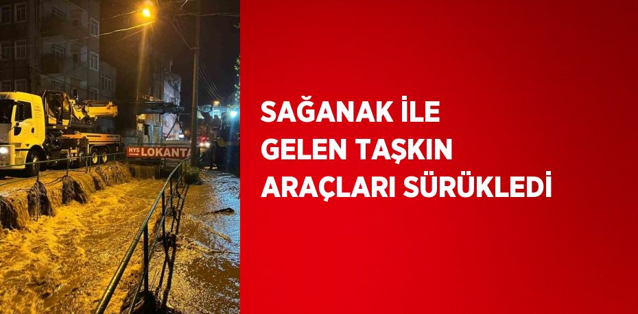 SAĞANAK İLE GELEN TAŞKIN ARAÇLARI SÜRÜKLEDİ