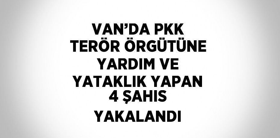 VAN’DA PKK TERÖR ÖRGÜTÜNE YARDIM VE YATAKLIK YAPAN 4 ŞAHIS YAKALANDI