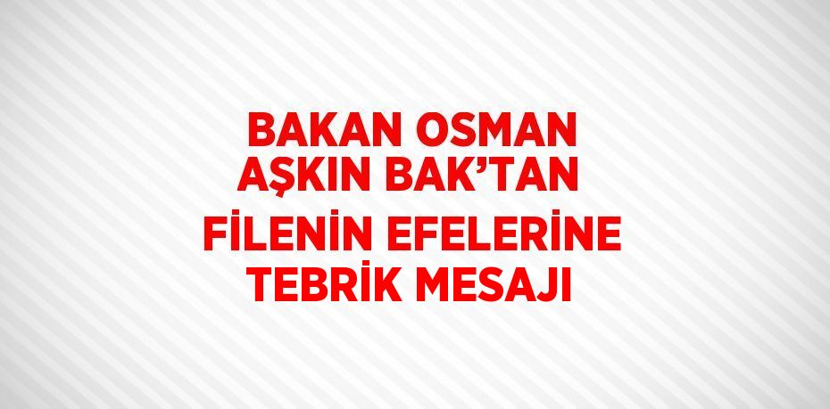 BAKAN OSMAN AŞKIN BAK’TAN FİLENİN EFELERİNE TEBRİK MESAJI