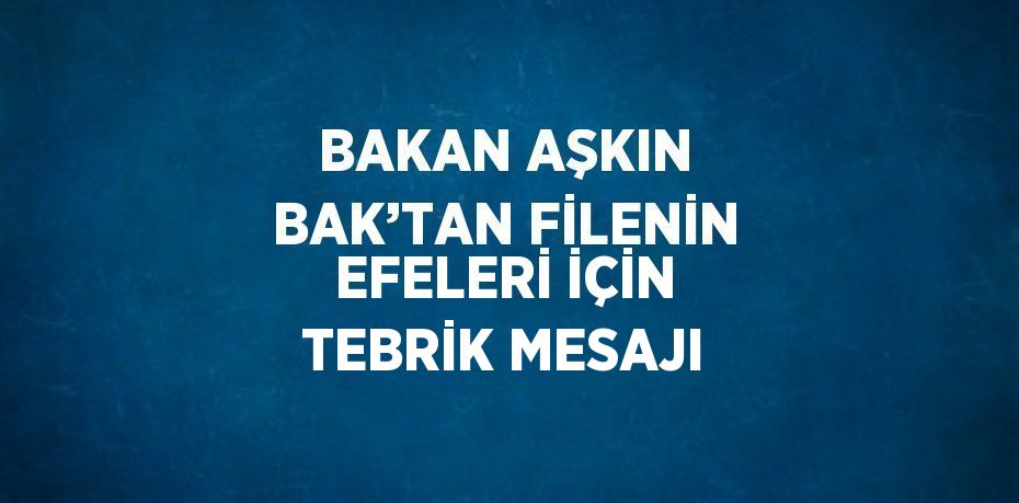 BAKAN AŞKIN BAK’TAN FİLENİN EFELERİ İÇİN TEBRİK MESAJI