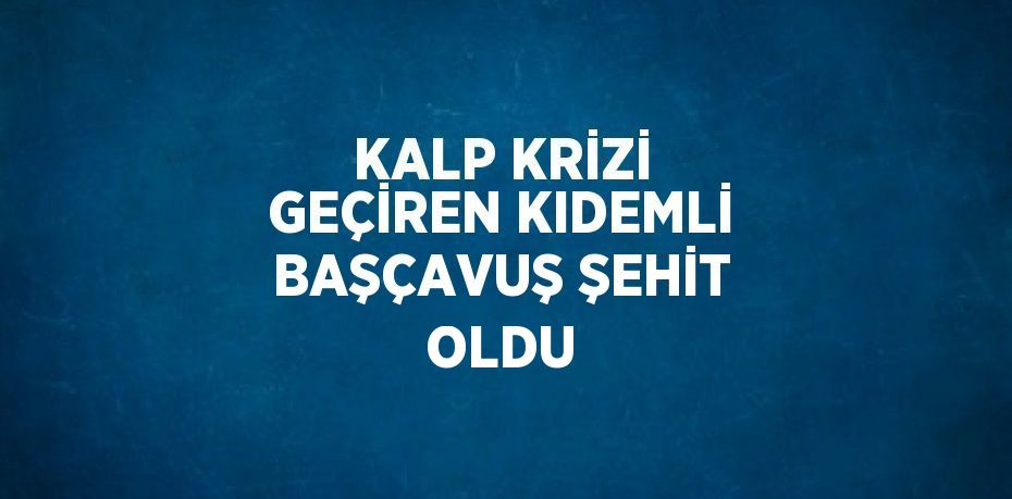 KALP KRİZİ GEÇİREN KIDEMLİ BAŞÇAVUŞ ŞEHİT OLDU