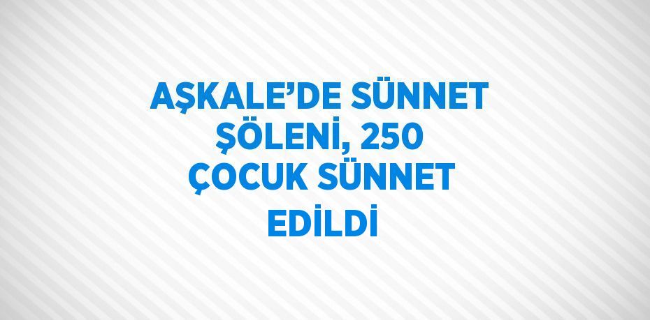 AŞKALE’DE SÜNNET ŞÖLENİ, 250 ÇOCUK SÜNNET EDİLDİ