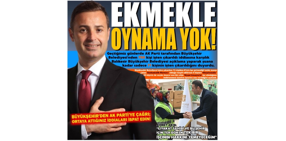 EKMEKLE OYNAMA YOK!