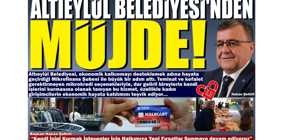 ALTIEYLÜL BELEDİYESİ'NDEN MÜJDE!