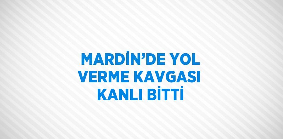 MARDİN’DE YOL VERME KAVGASI KANLI BİTTİ