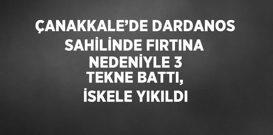 ÇANAKKALE’DE DARDANOS SAHİLİNDE FIRTINA NEDENİYLE 3 TEKNE BATTI, İSKELE YIKILDI